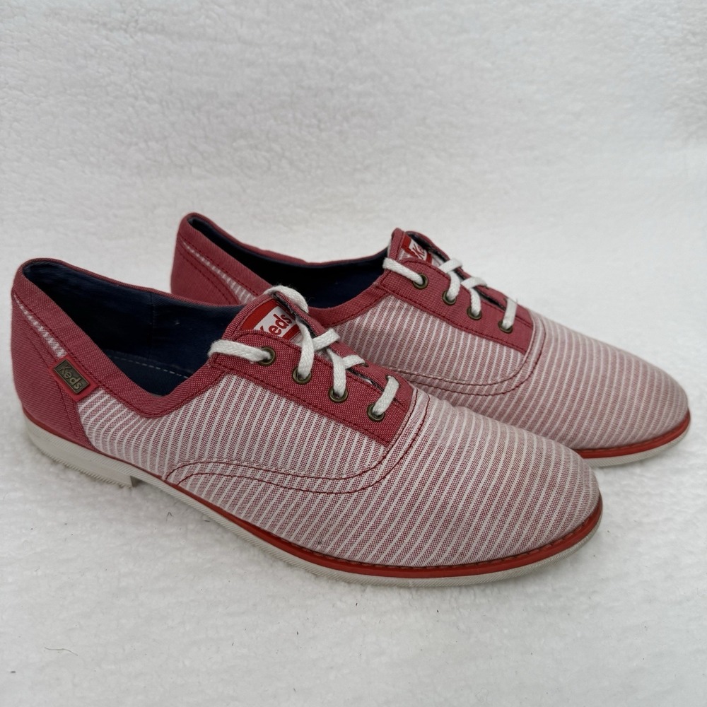 Keds Women's Shoes 10 Striped Casual Sneaker Red‎ Canvas Low Top Lace Up Comfort